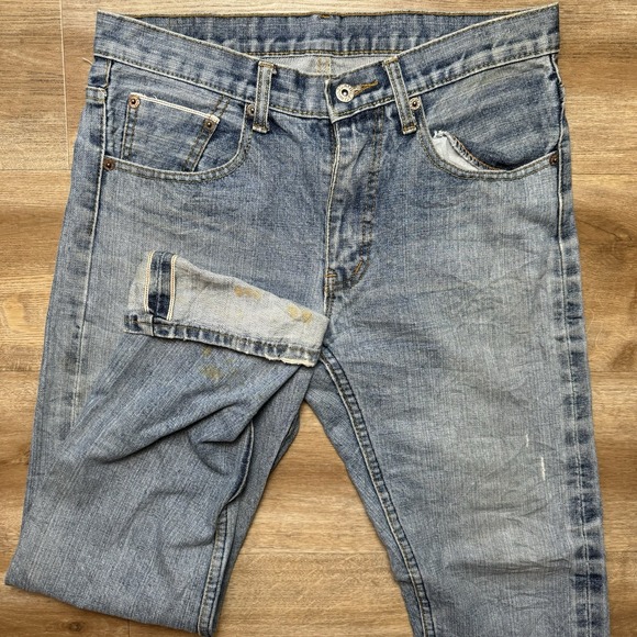 Selvedge Jeans Men 30x29 Blue Dirty Wash Straight Leg Japanese Redline Denim